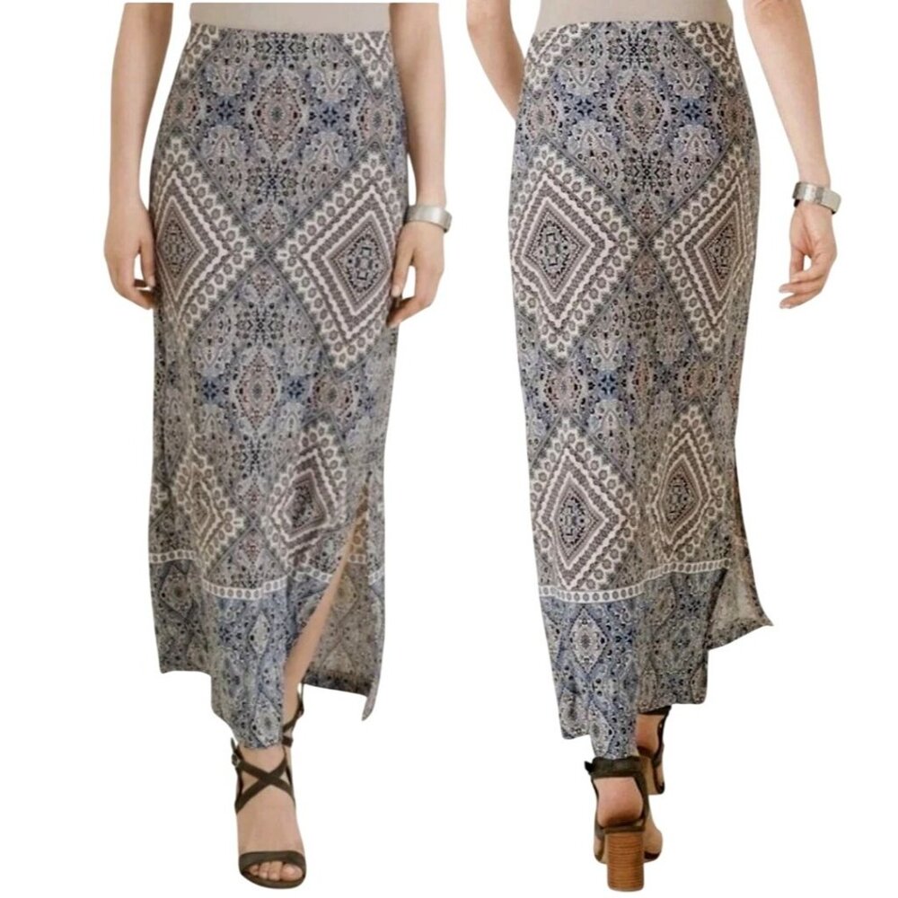 Chico's‎ Multicolor Printed Column Design A-line Maxi Skirt Size 2/US (12-14)